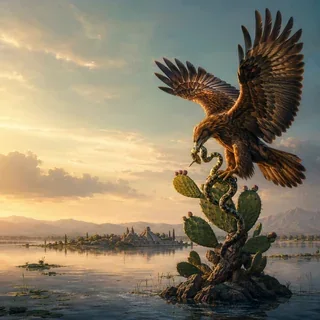 Ilustración de El águila y la serpiente