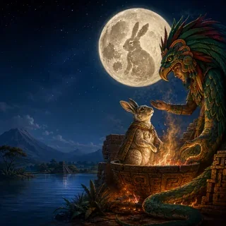 Ilustración de El conejo en la luna