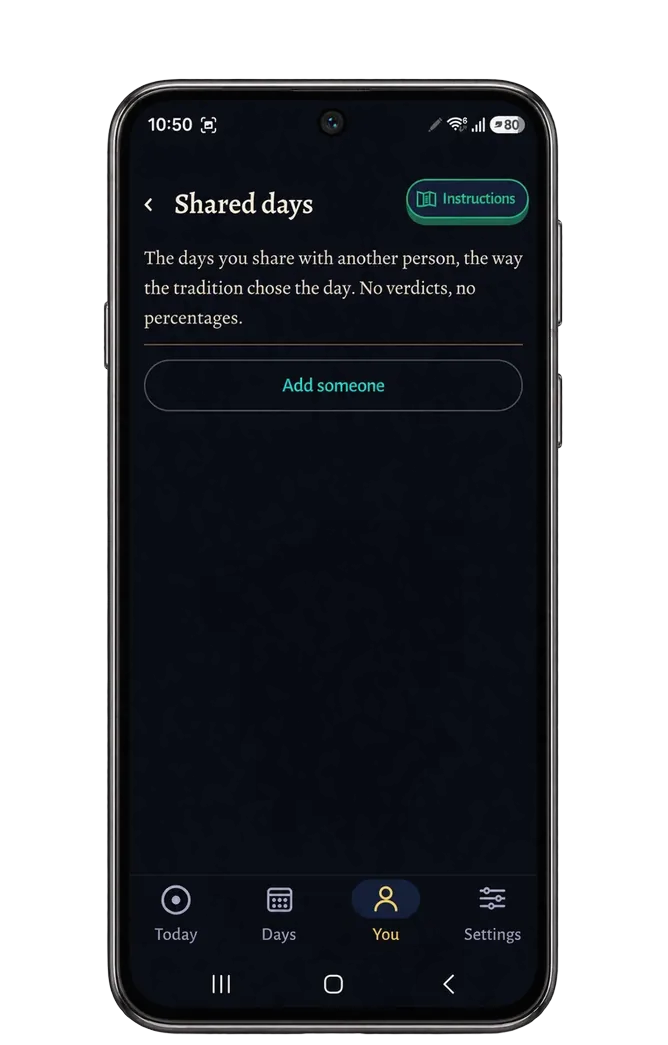 The days you share with someone — no verdicts, no percentages.